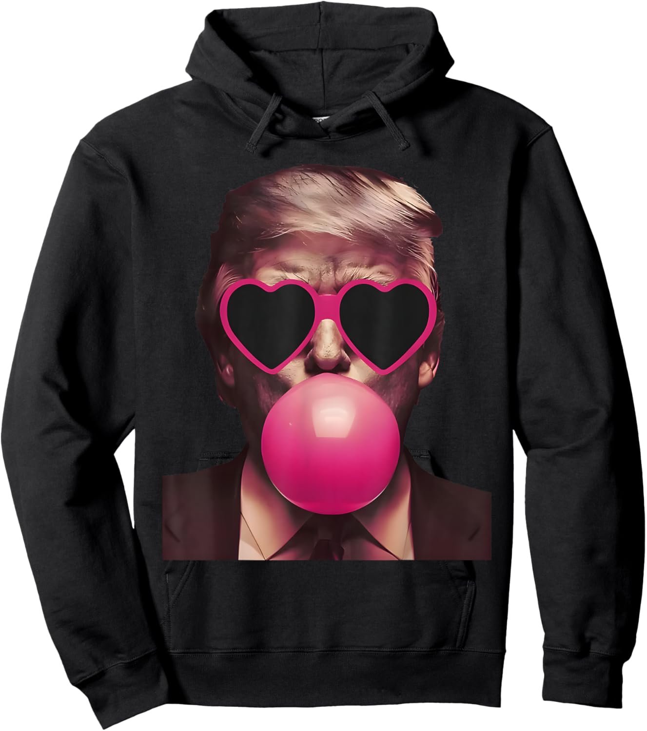 Funny Trump Pink Sunglasses Blowing Bubble Donald Trump 2024 Hoodie - Hoodie | Black
