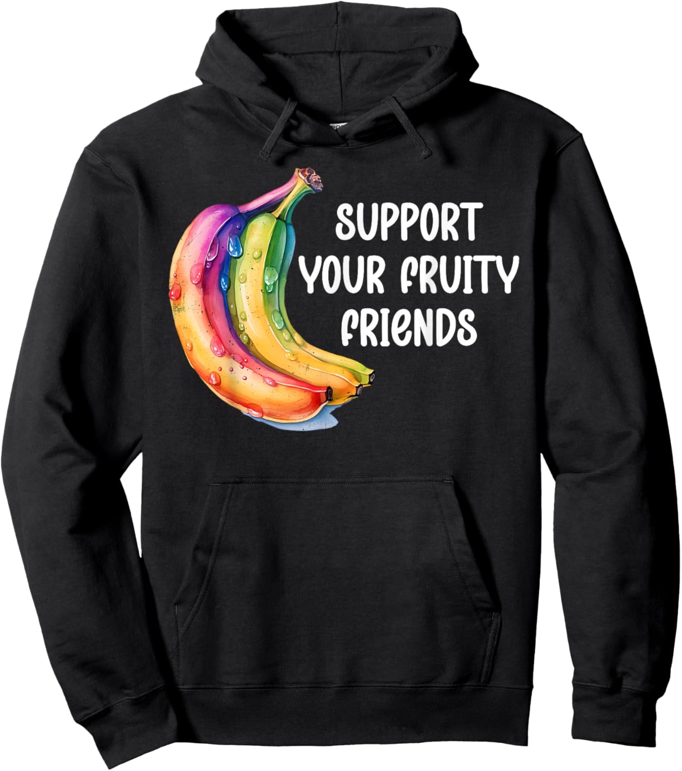 Support Your Fruity Friends Gay Pride Outfit Ally LGBTQ LGBT Hoodie - Hoodie | Black