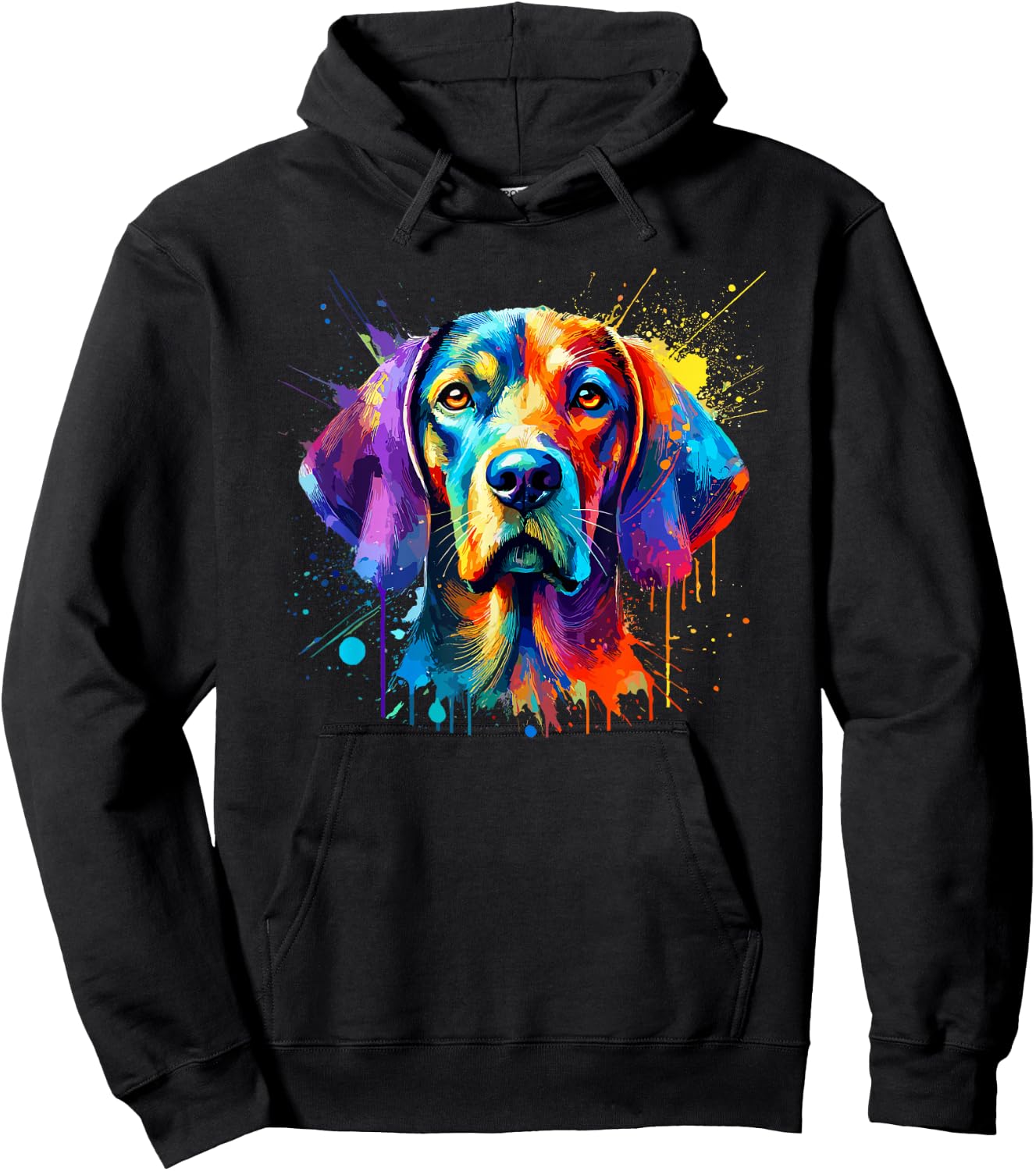 Colorful Splash Art Plott Hound Plott Dog Hoodie - Hoodie | Black