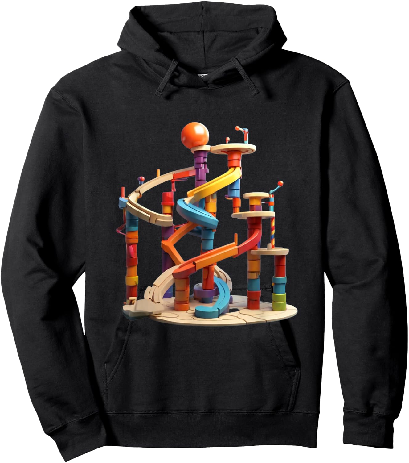 Marble Run Graphic Design Hoodie - Hoodie | Black