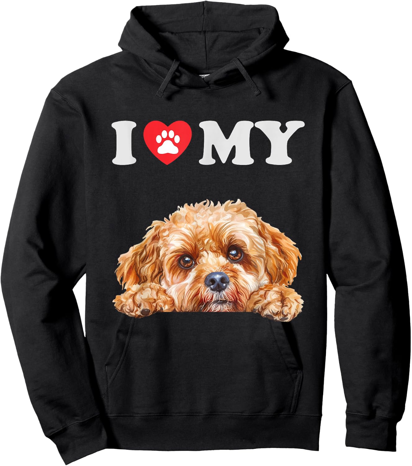 Cavapoo I Heart My Dog Funny Dog Lover Men Women Girls Kids Hoodie - Hoodie | Black