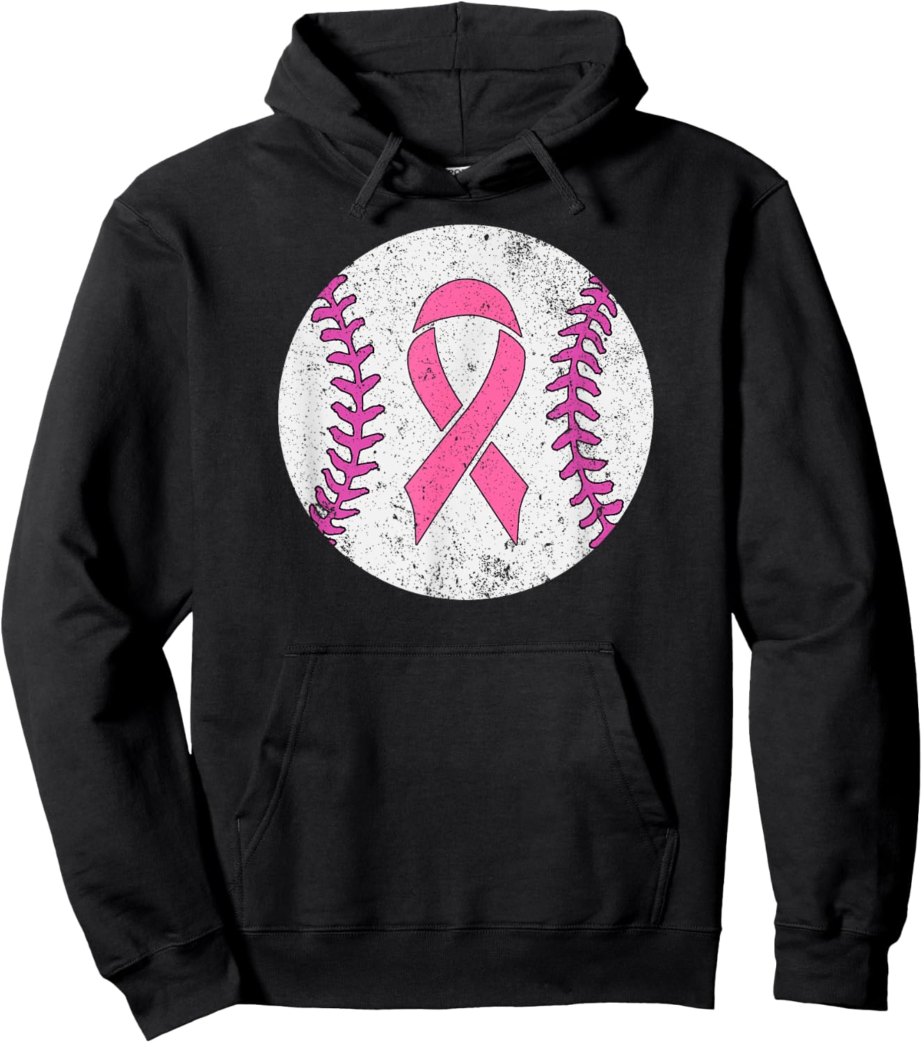 Baseball Player Pink Ribbon Breast Cancer Awareness Costume Hoodie - Hoodie | Black