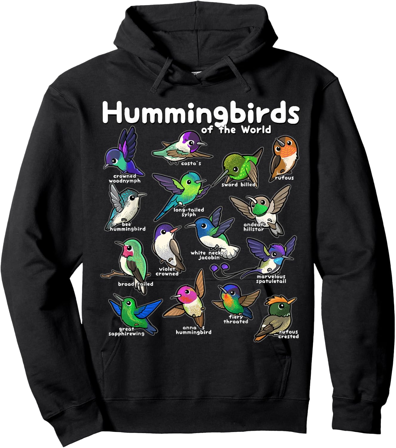 Hummingbird Lovers shirt Cute Hummingbirds of the World Bird Hoodie - Hoodie | Black