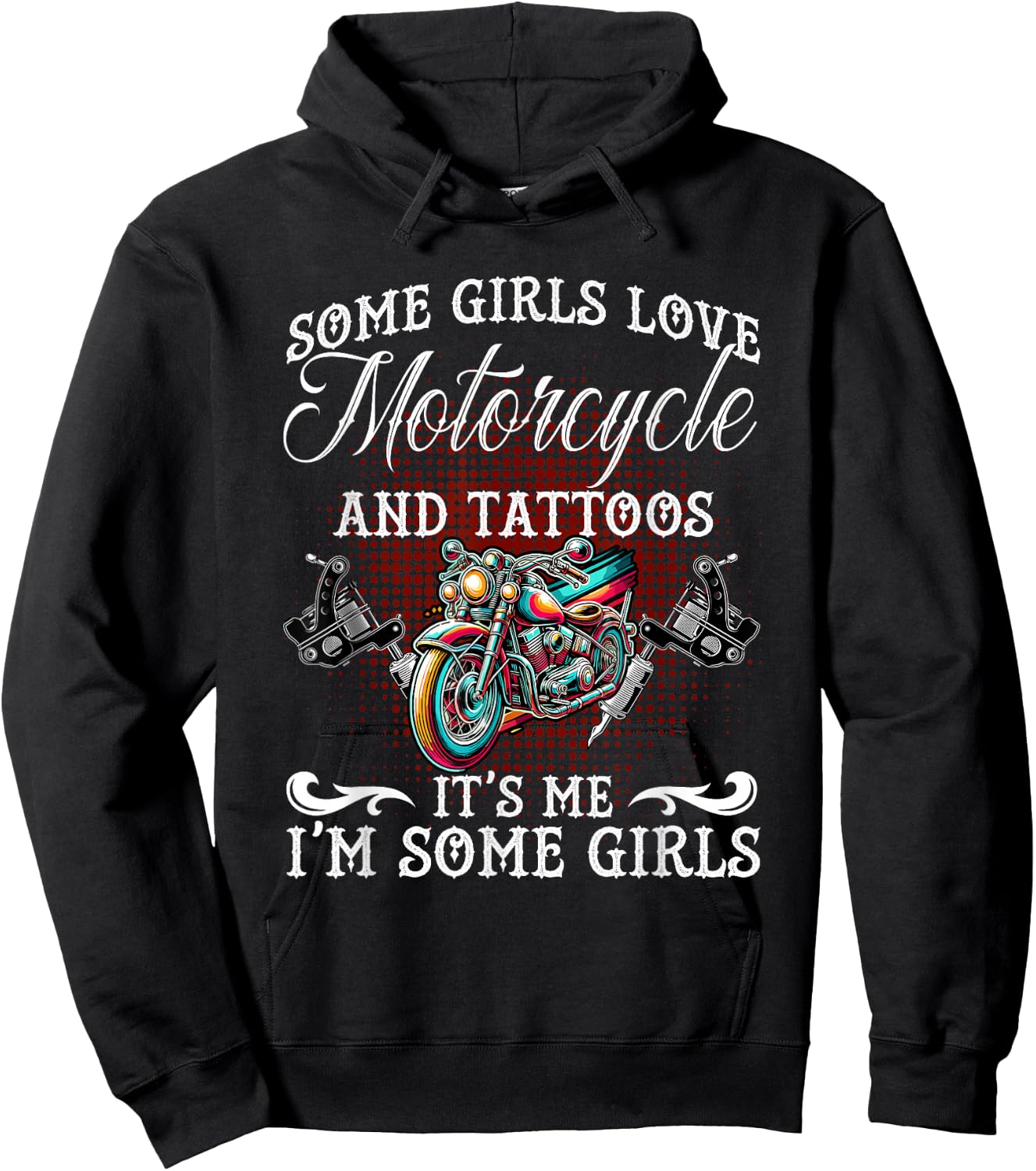 Motorcycle And Tattoos Inked Tattooed Women Ink Tattoo Lady Hoodie - Hoodie | Black