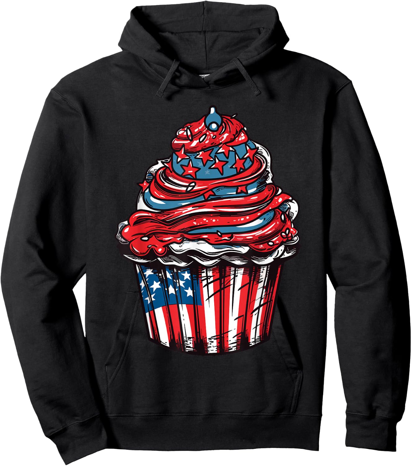 Cupcake American Flag 4th Of July Baking Patriotic Baker Hoodie - Hoodie | Black