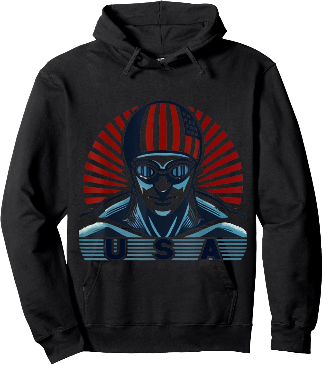 USA Swimmer Olympics Graphic Design Hoodie - Hoodie | Black