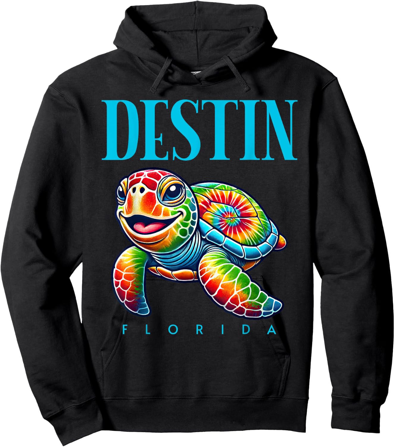 Destin Florida Smiling Tie Dye Sea Turtle Hoodie - Hoodie | Black