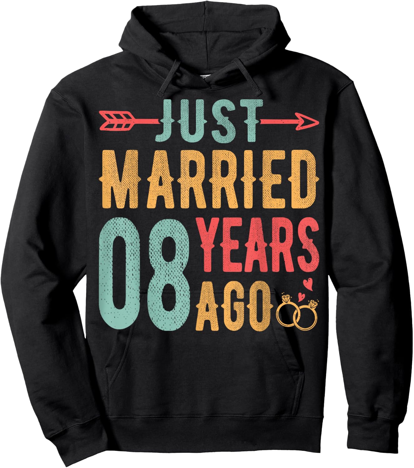 Just Married 8 Years Ago - 8th Wedding Anniversary Couple Hoodie - Hoodie | Black