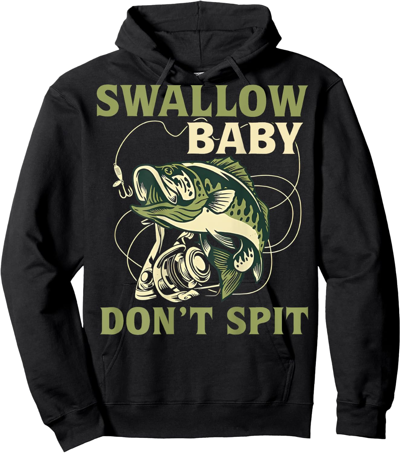 Swallow Baby Don't Spit Funny Fishing Hoodie - Hoodie | Black