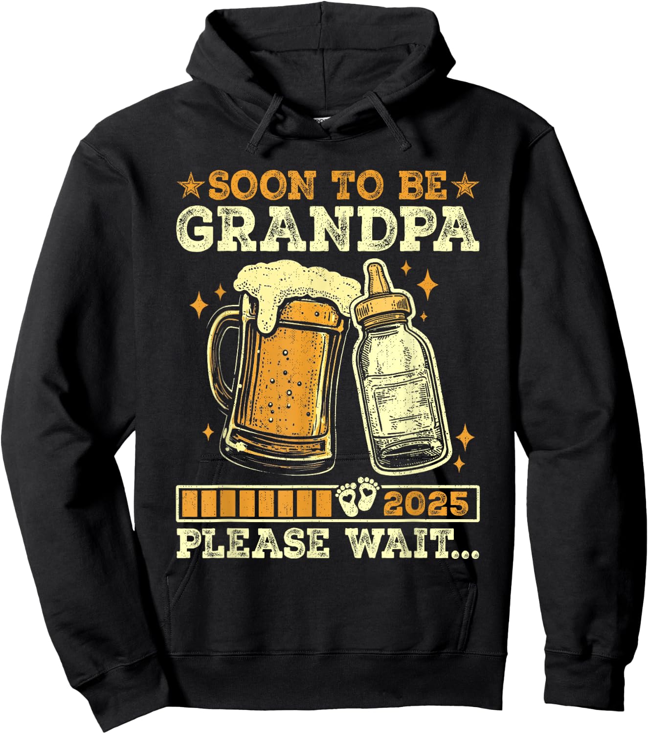 Soon To Be Grandpa 2025 Pregnancy Announcement Loading Hoodie - Hoodie | Black