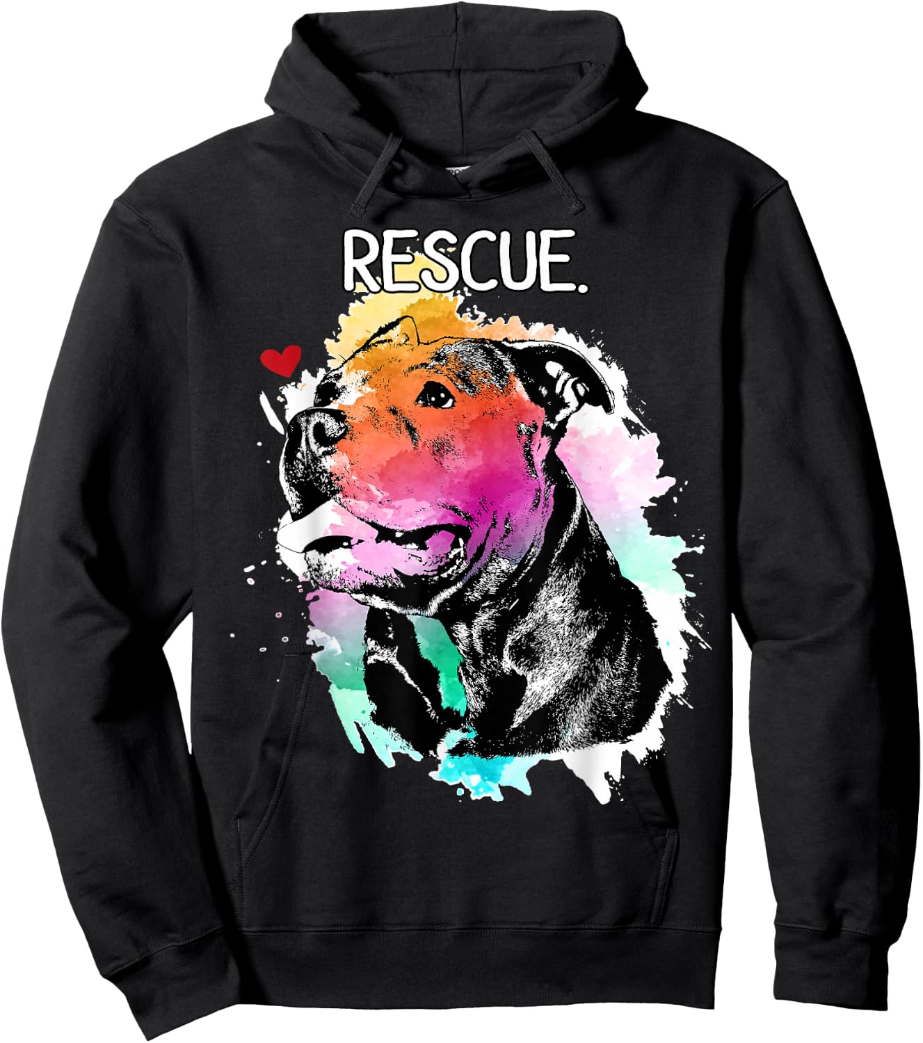 Pitbull Rescue Dog Adopt Don't Shop Watercolor Pittie Mom Hoodie - Hoodie | Black