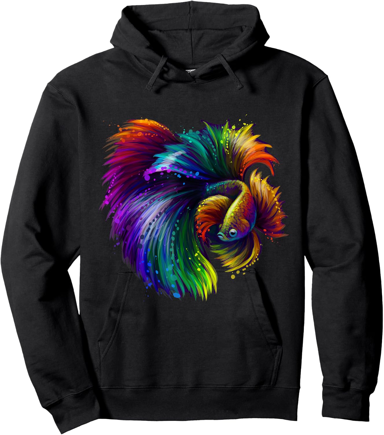 Tropical Colorful Fish Illustration Novelty Graphic Designs Hoodie - Hoodie | Black