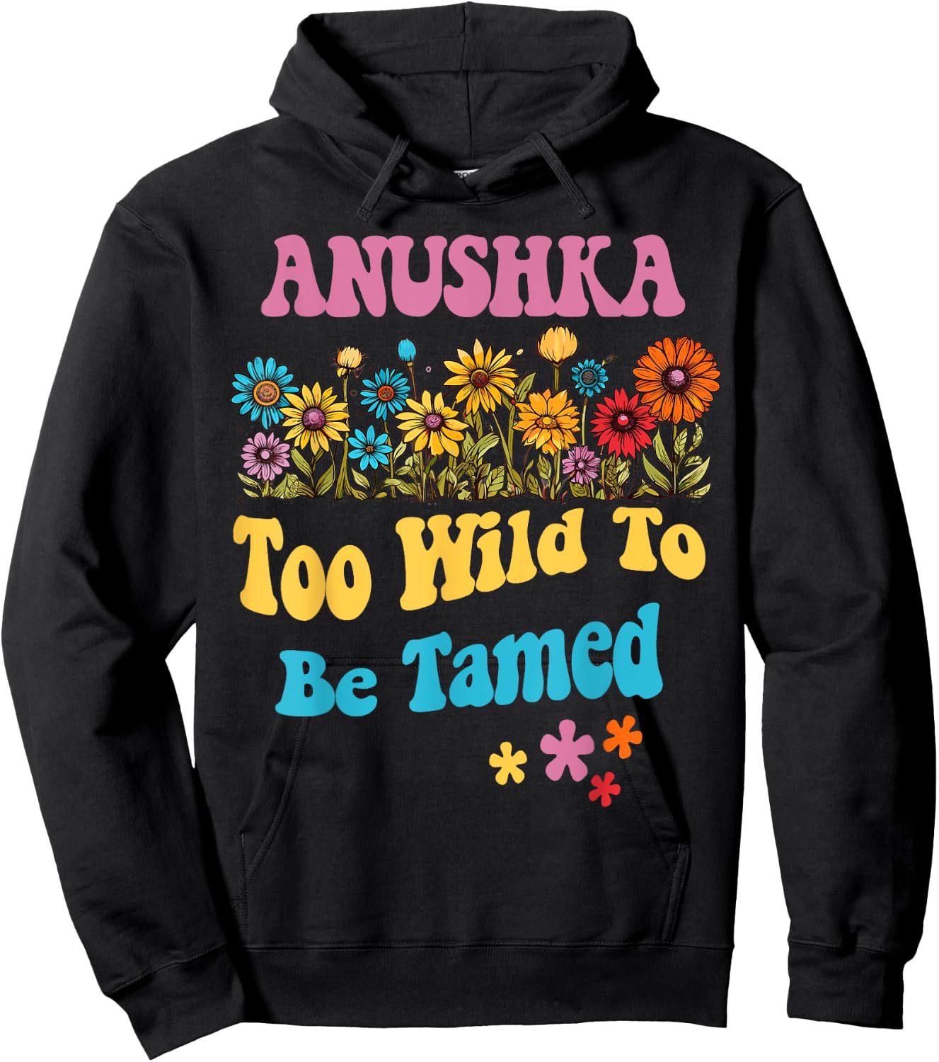 ANUSHKA Name Cute Retro Girls Wildflower ANUSHKA Name Hoodie - Hoodie | Black