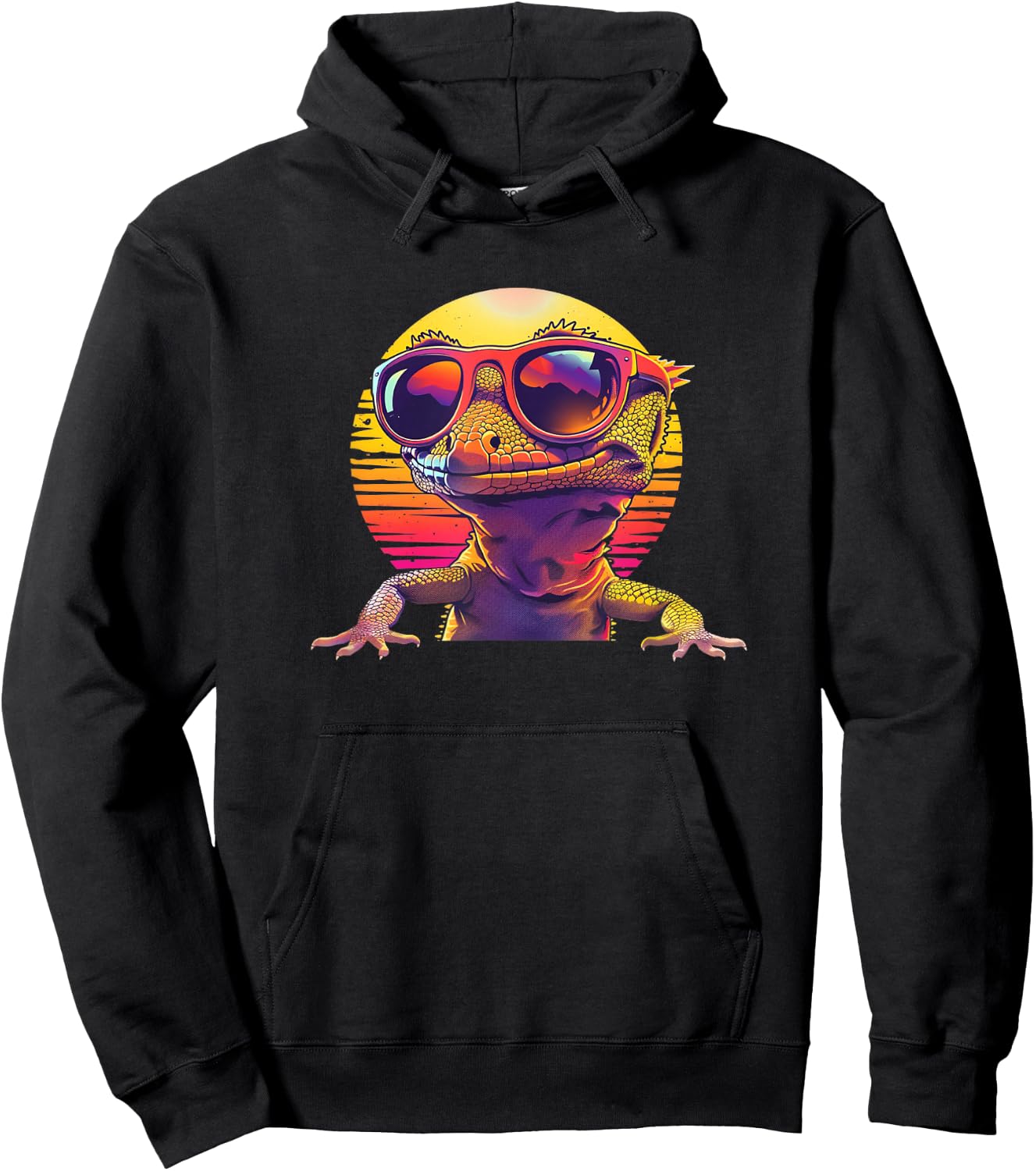 Boys Girls Retro Vintage 80s Pet Crested Gecko Lover Hoodie - Hoodie | Black