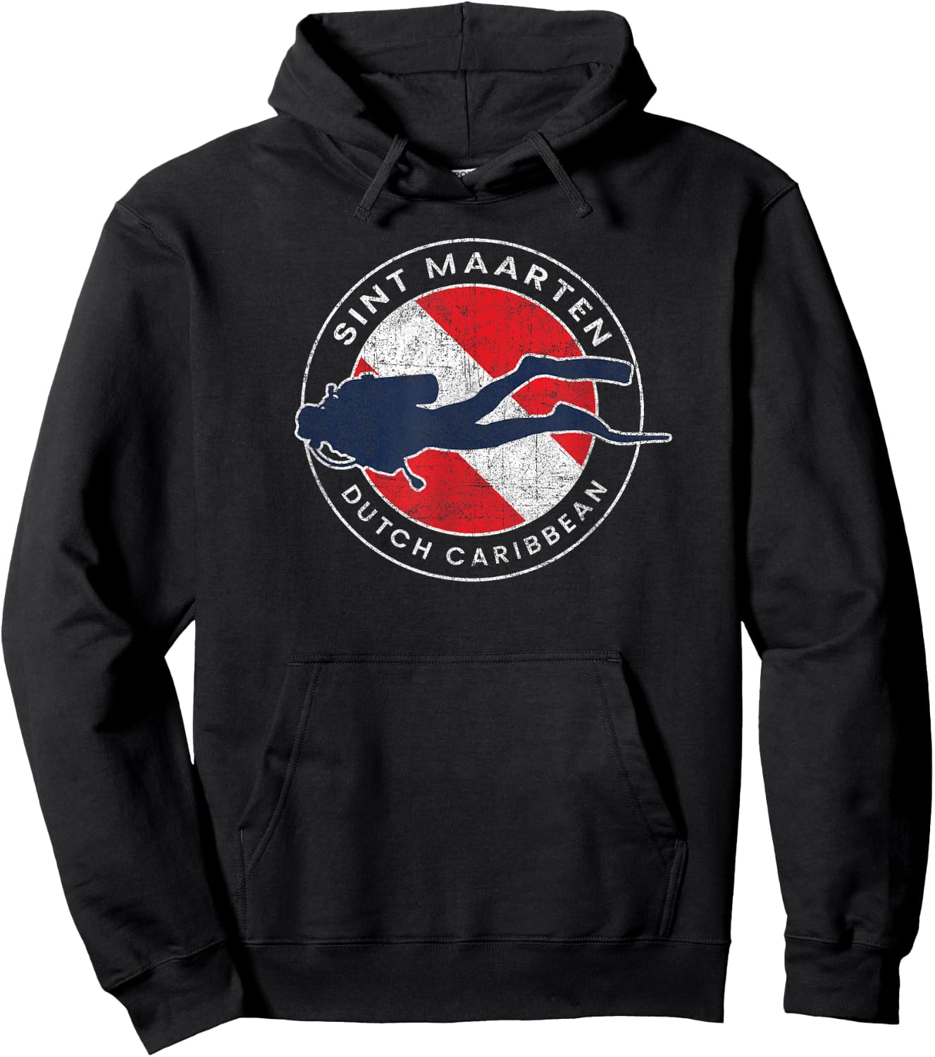 Vintage St Maarten Scuba Dive Flag Vacation Souvenir Hoodie - Hoodie | Black