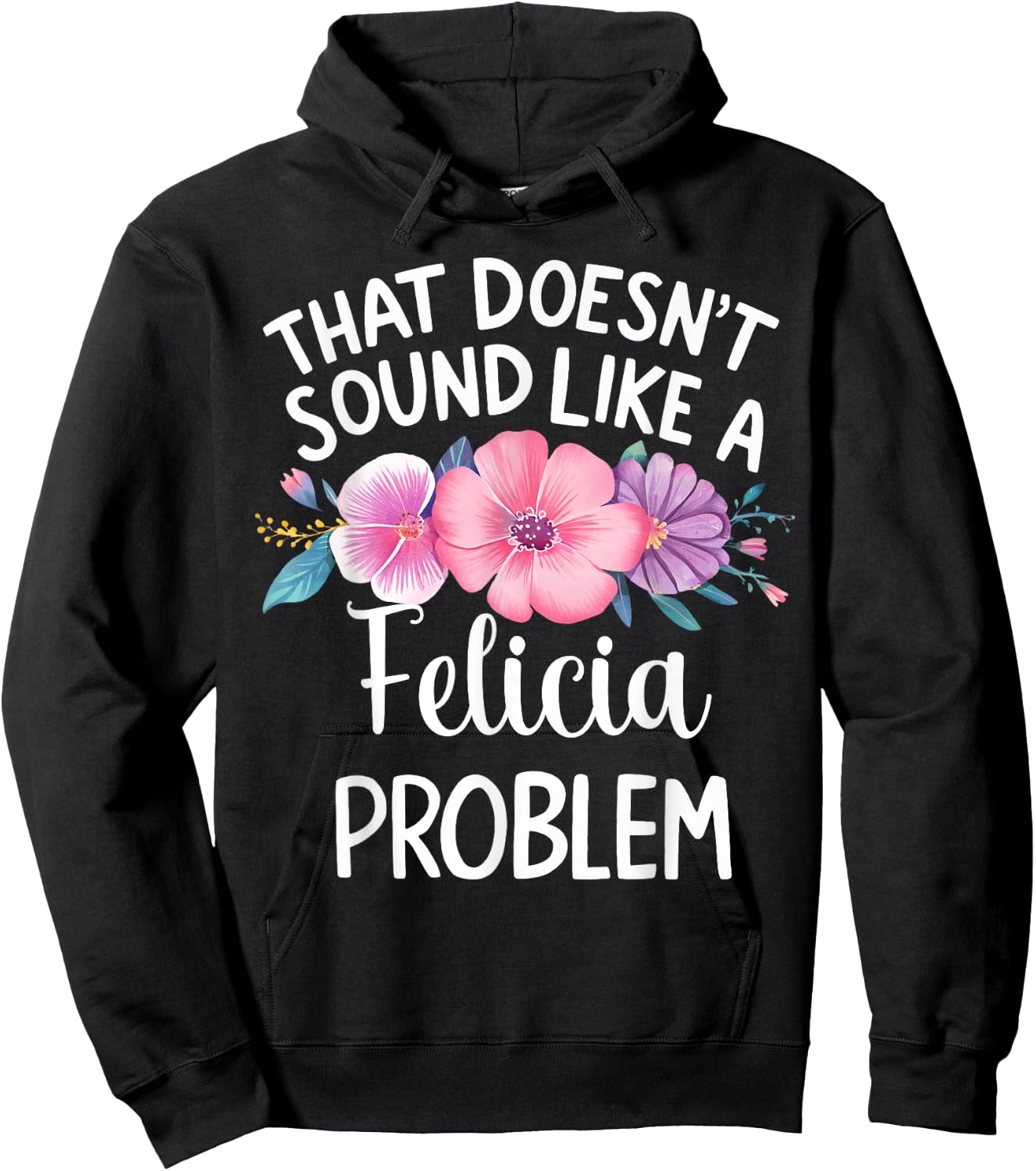 FELICIA Personalized Cute Flower Girls FELICIA Name Hoodie - Hoodie | Black