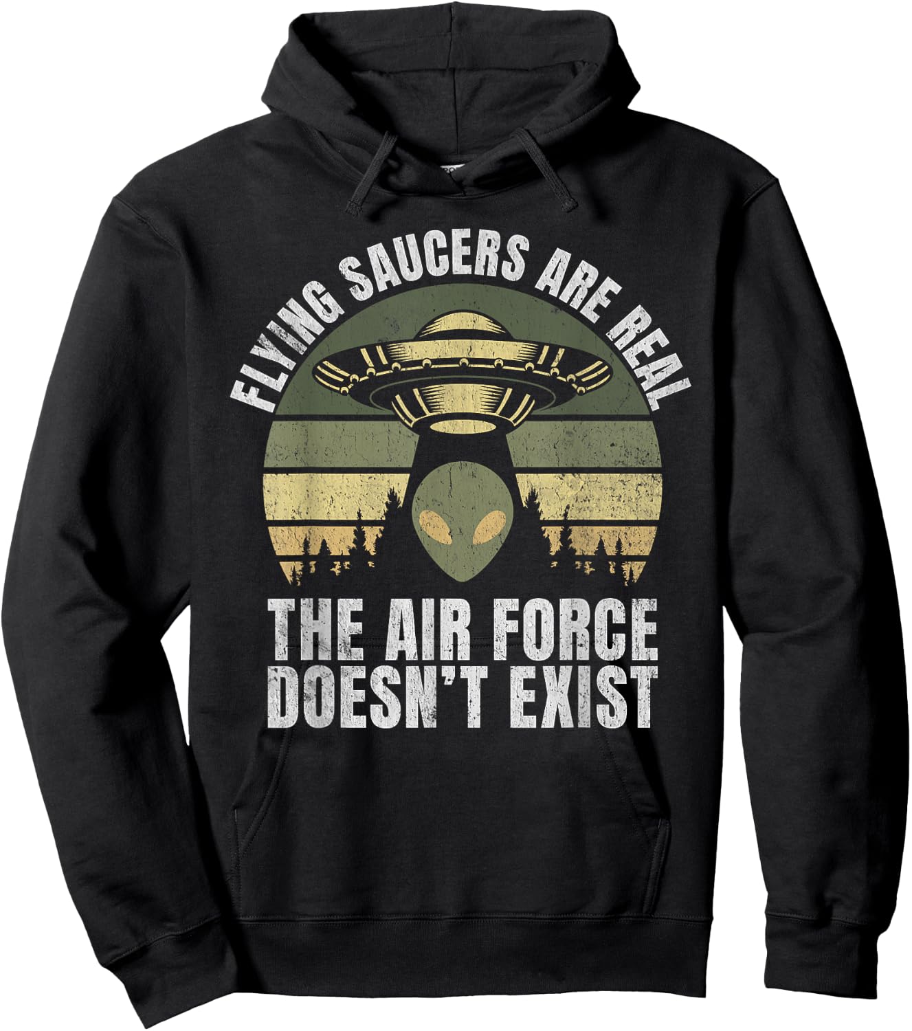 Flying Saucers Are Real The Air Force Doesn’t Exist Alien Hoodie - Hoodie | Black