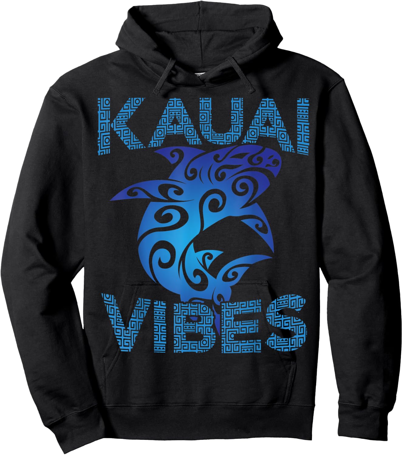 Polynesian Tribal Shark Kauai Hawaii Vibes Tropical Island Hoodie - Hoodie | Black
