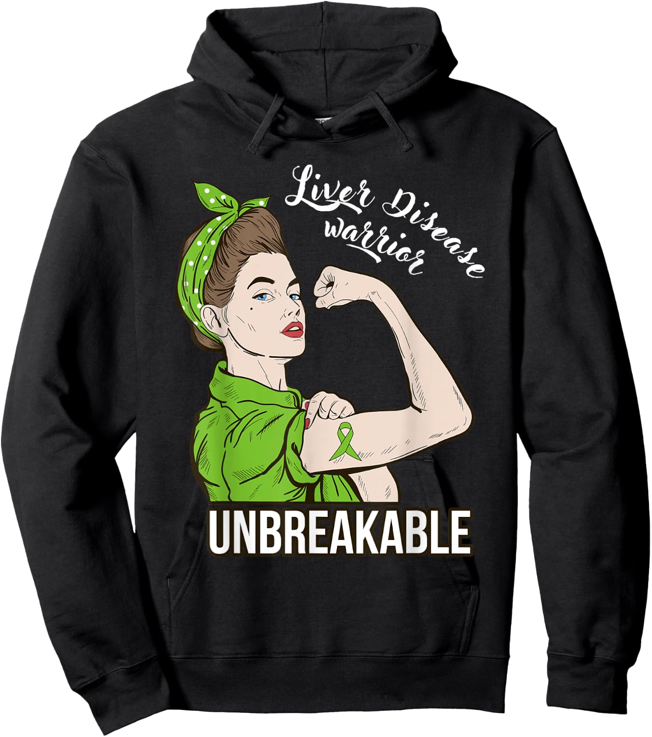 Liver Disease Awareness Warrior Unbreakable Support Hoodie - Hoodie | Black
