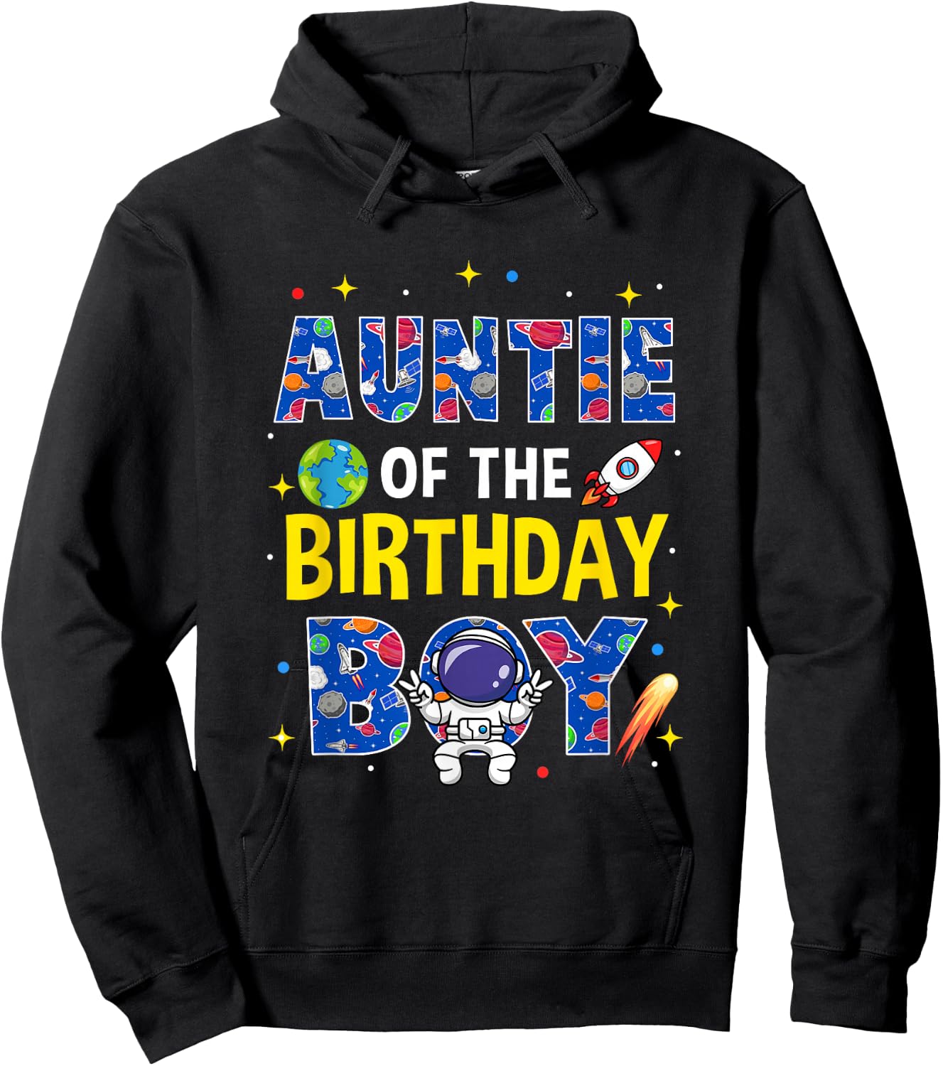Auntie of The Birthday Boy Space Astronaut Family Birthday Hoodie - Hoodie | Black
