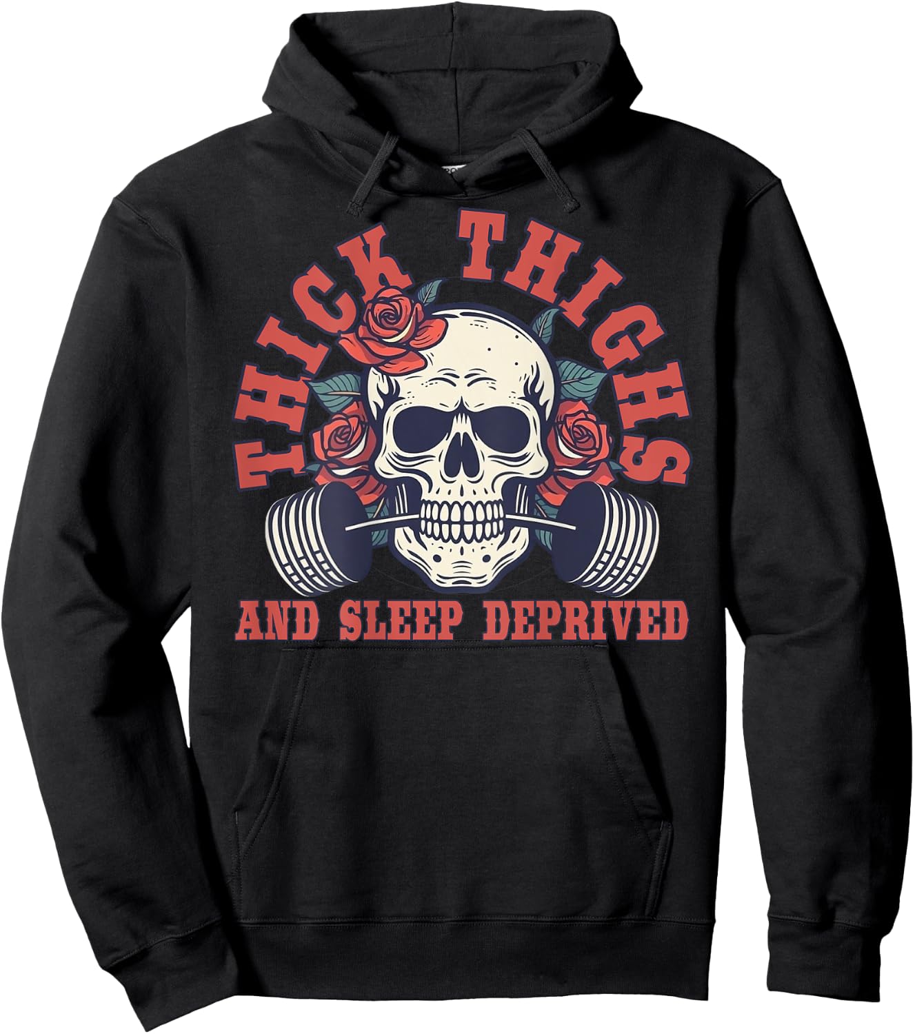 Thick Thighs And Sleep Deprived - On Back Hoodie - Hoodie | Black
