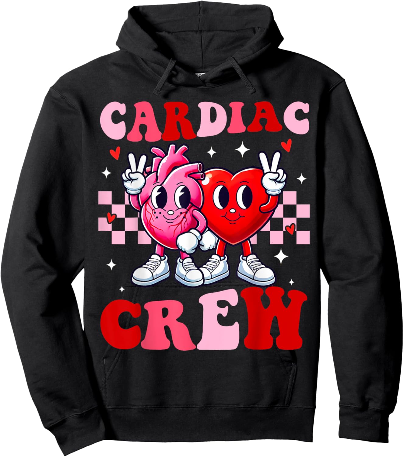 Retro Cardiac Crew Nurse Valentine's Day for Cardiac Nurses Hoodie - Hoodie | Black