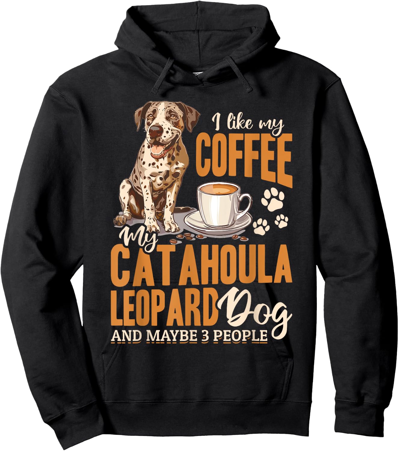 Catahoula Leopard Dog Dog Breed I like coffee my Catahoula Men Women Girls Kids Hoodie - Hoodie | Black