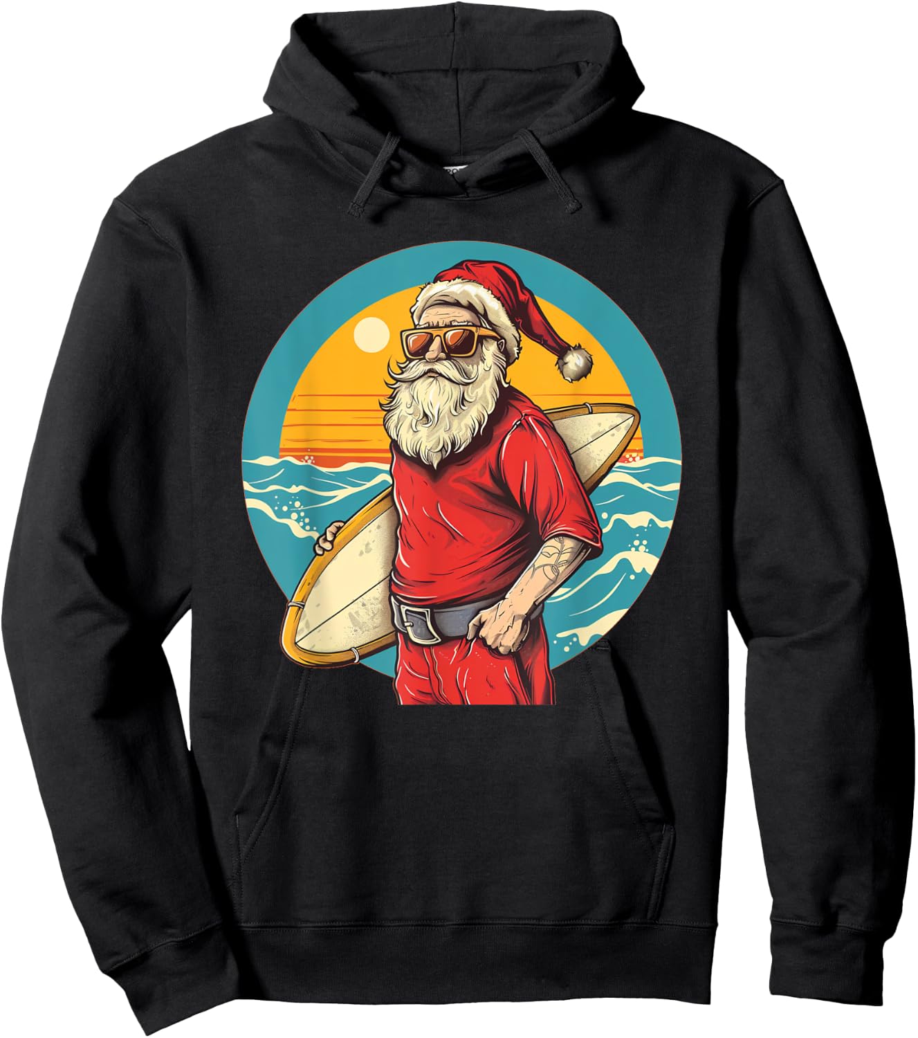 Nice surfing Santa Costume for Surfboards and Beach Lovers Men Women Kids Hoodie - Hoodie | Black