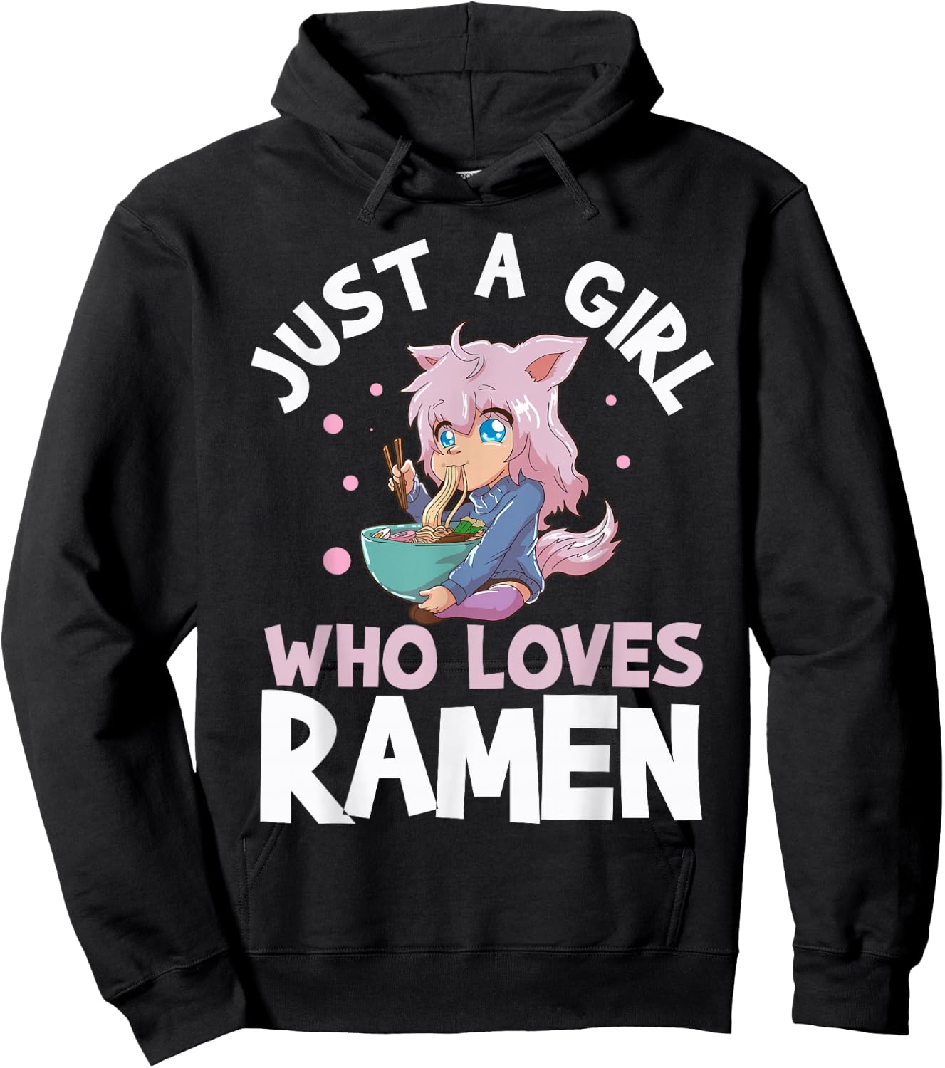 Just A Girl Who Loves Ramen Short Sleeve Hoodie - Hoodie | Black