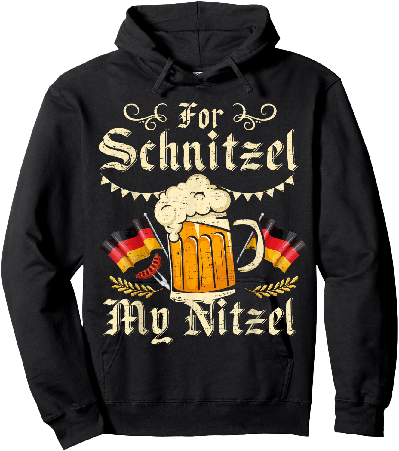 For Schnitzel My Nitzel Funny Oktoberfest Hoodie - Hoodie | Black