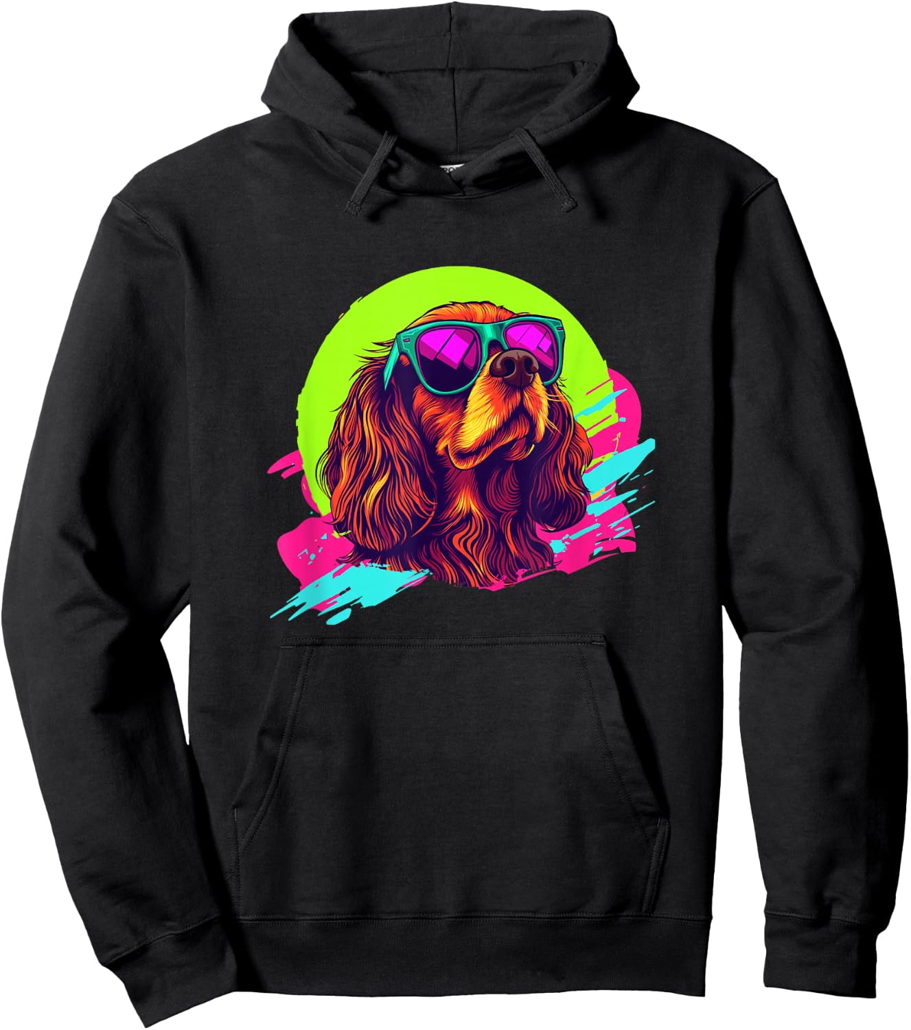 Retro Vintage 80s Ruby Cavalier Charles Spaniel Hoodie - Hoodie | Black