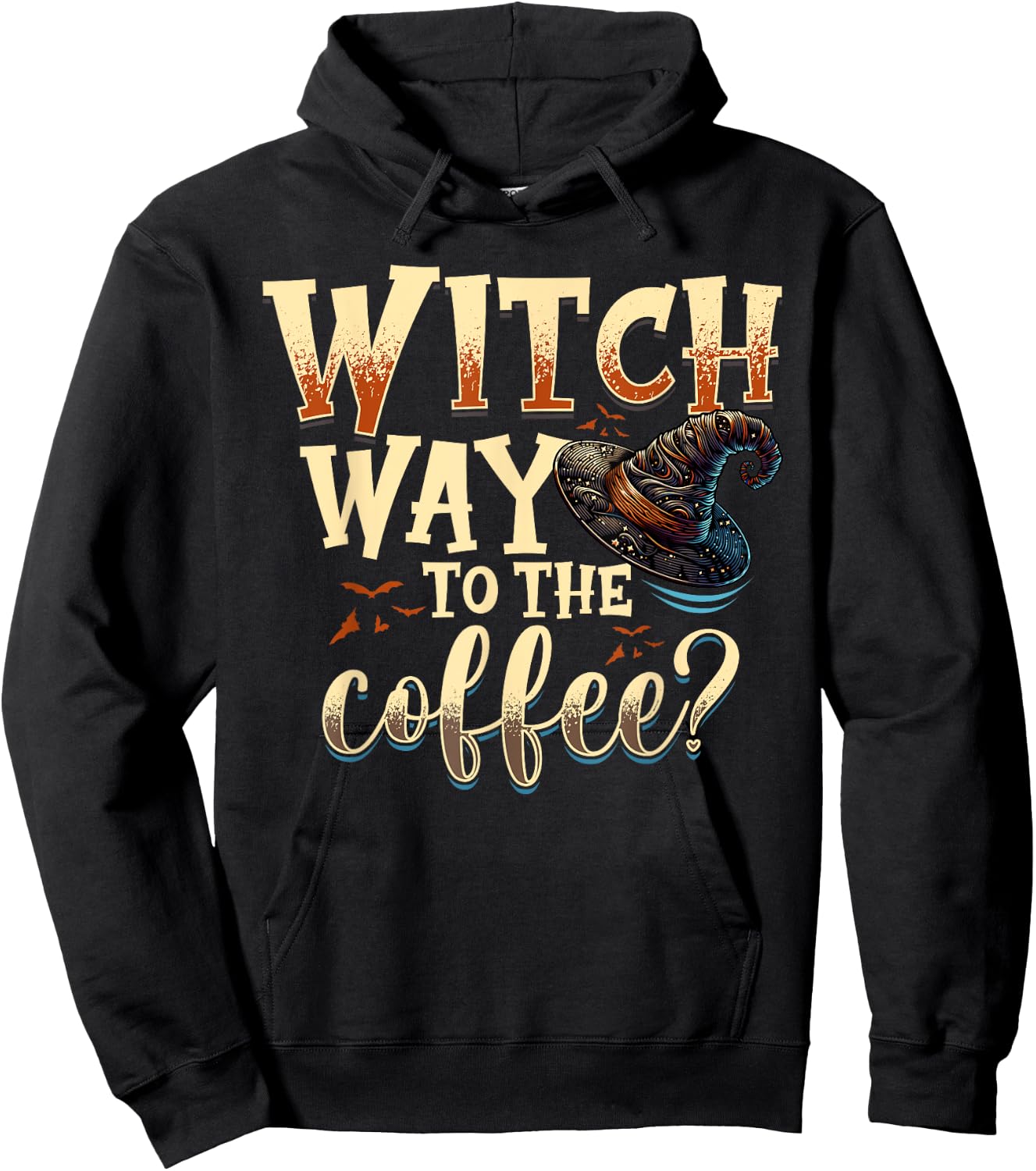 Gifts For Halloween Funny & Halloween Witch Gifts Witch Way To The Coffee Halloween Witch - -Adults, Black, Small, Short Sleeve Hoodie - Hoodie | Black