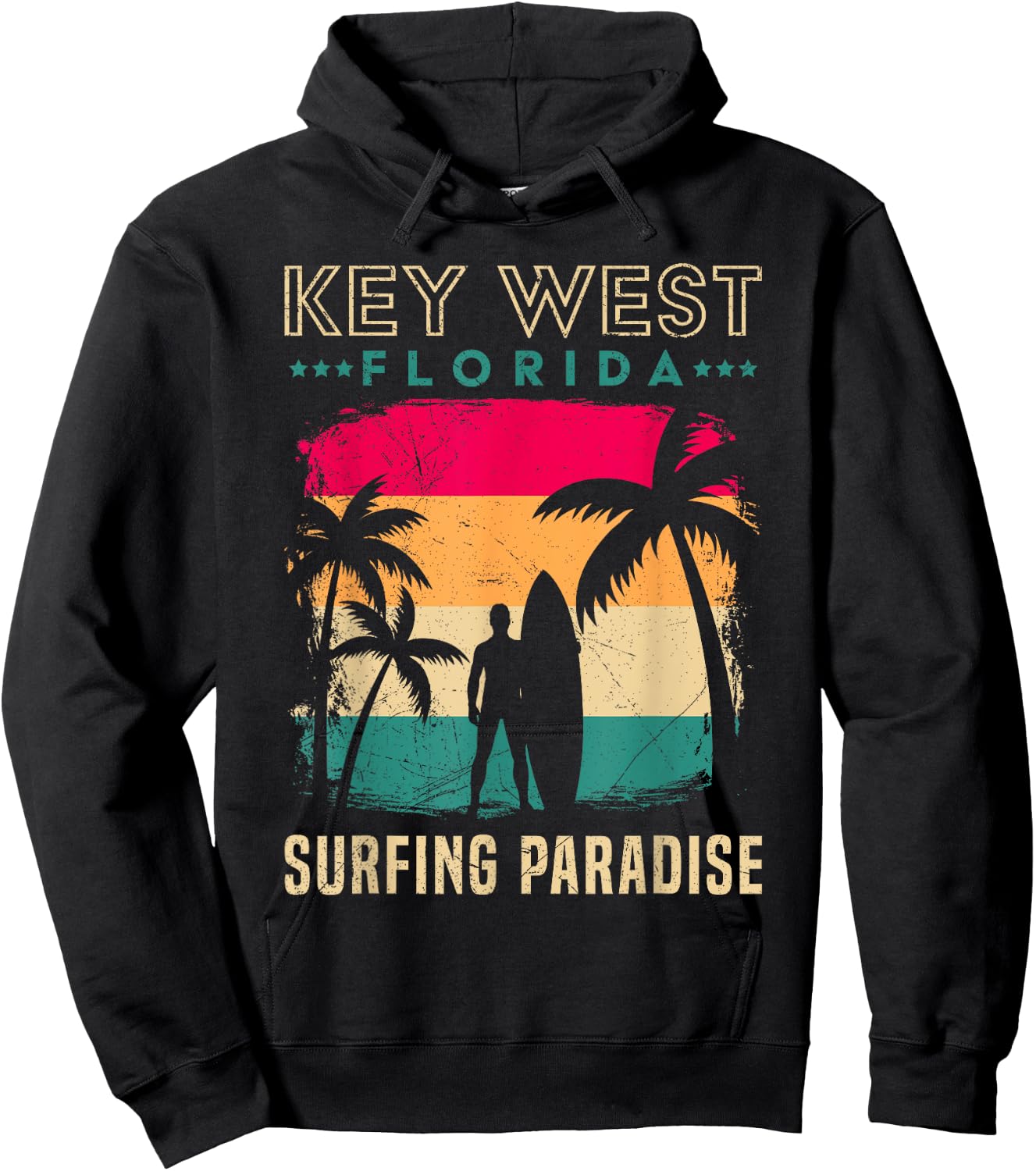 KEY-WEST FLORIDA SURFING PARADISE Vintage West Keys Hoodie - Hoodie | Black