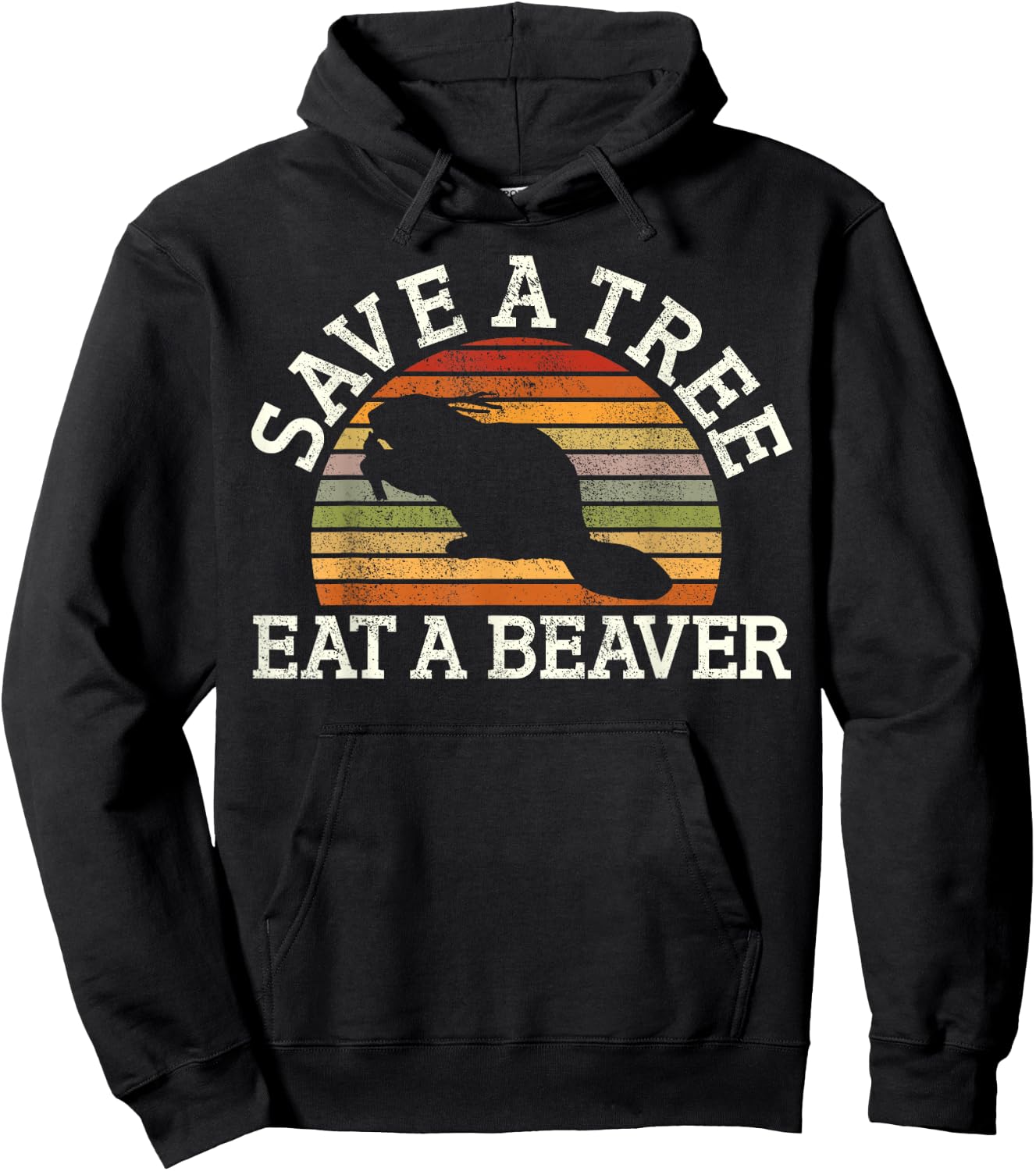 Save A Tree Eat A Beaver Funny Ironic Beaver Hoodie - Hoodie | Black