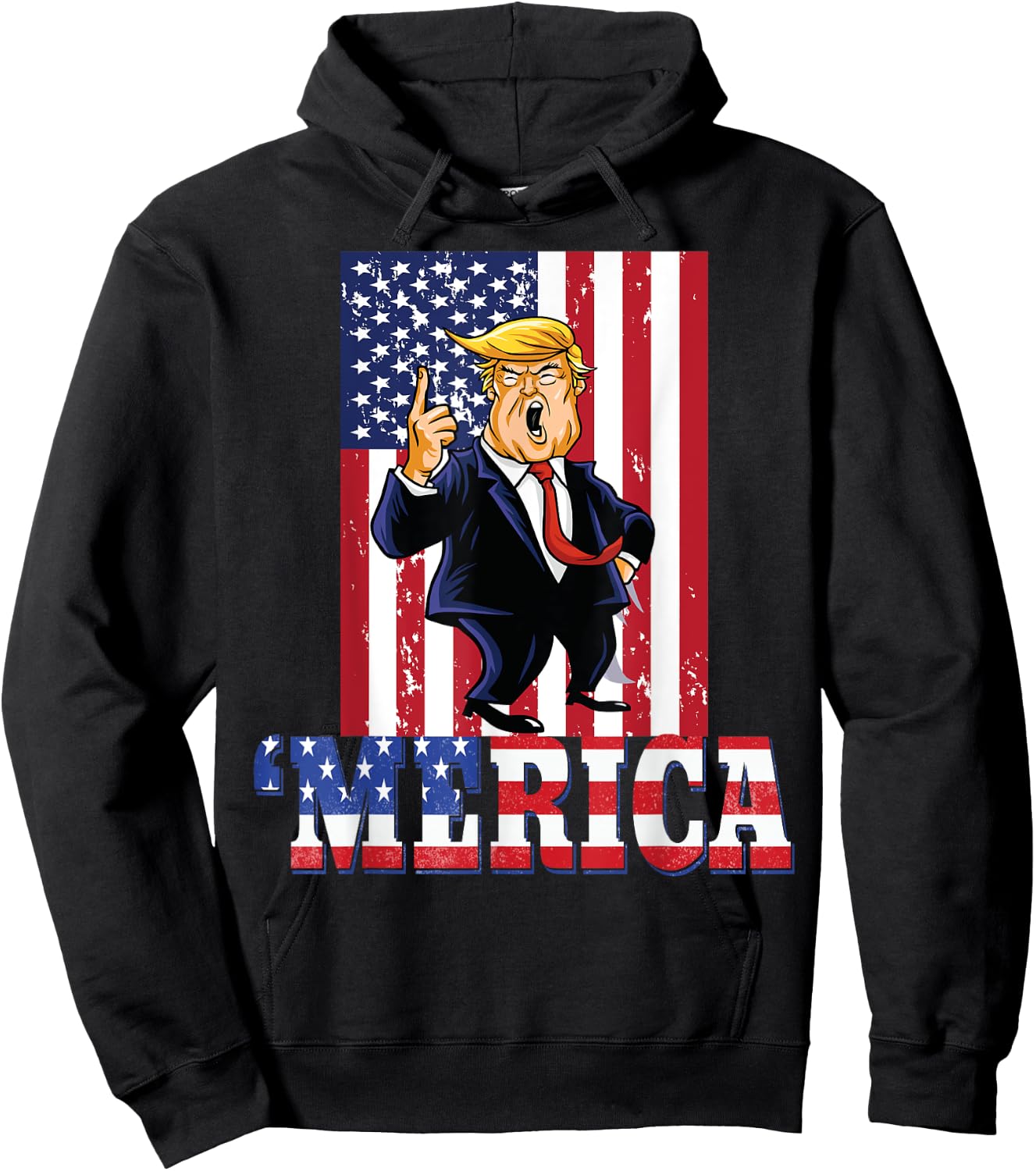 Trump 4th of July Merica Men Women Patriotic Hoodie - Hoodie | Black