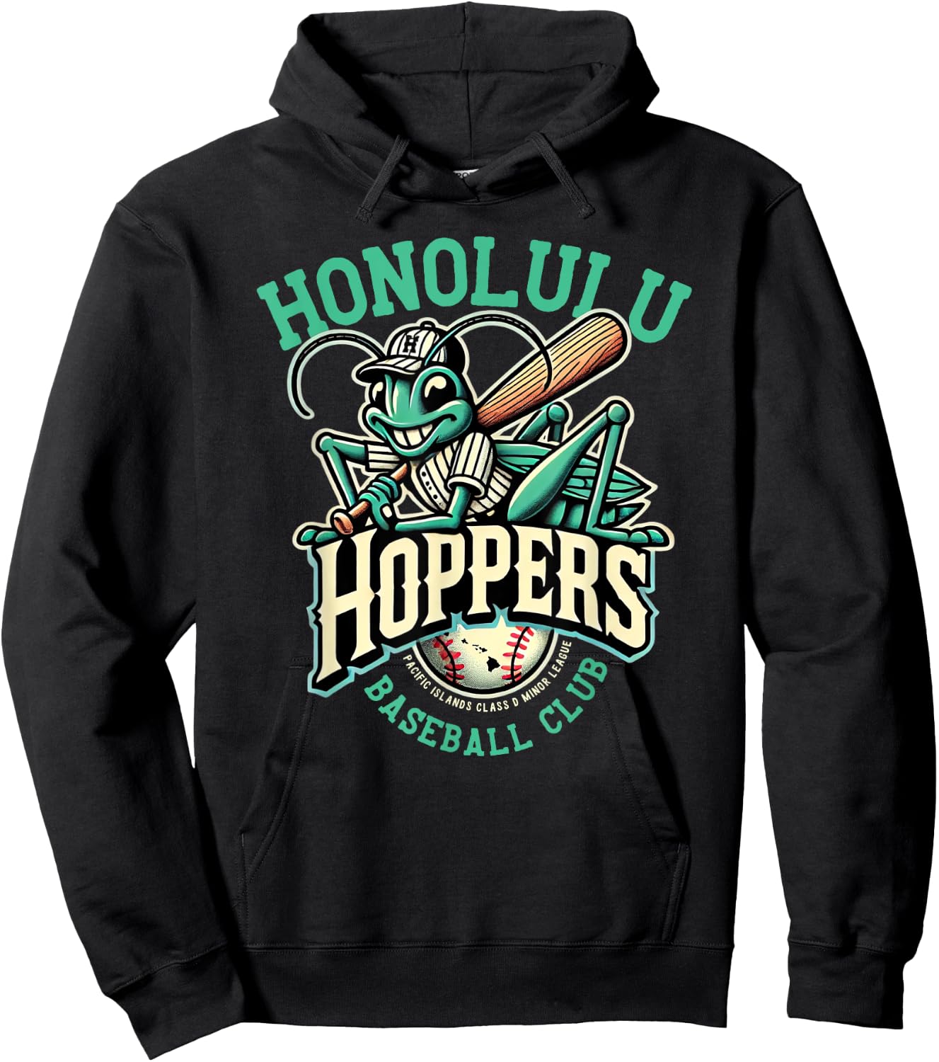 Honolulu Hoppers Retro Minor League Baseball Team Hoodie - Hoodie | Black