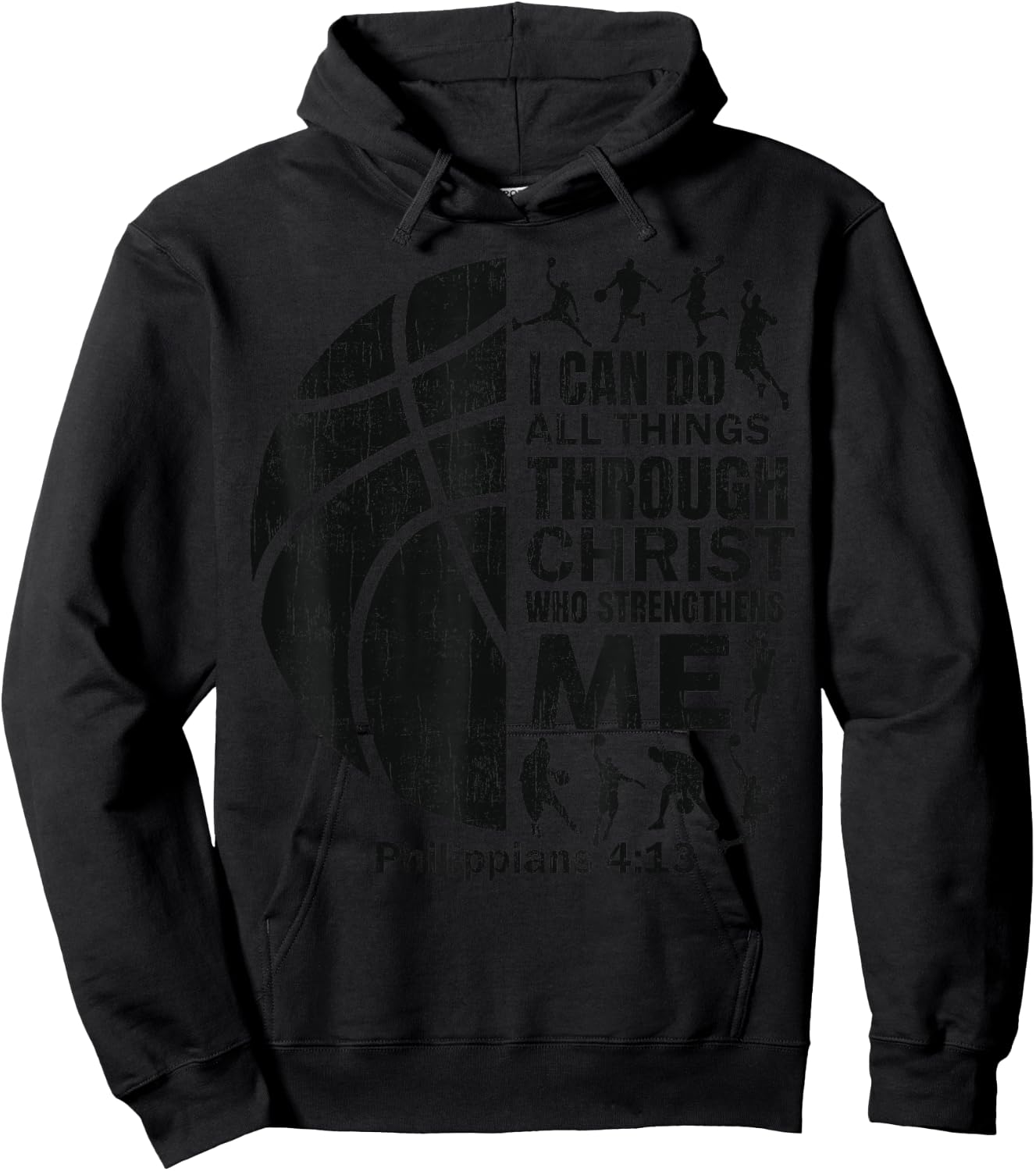 Basketball-Shirt Bible Verse Men Boys Kid Christian Christ Hoodie - Hoodie | Black