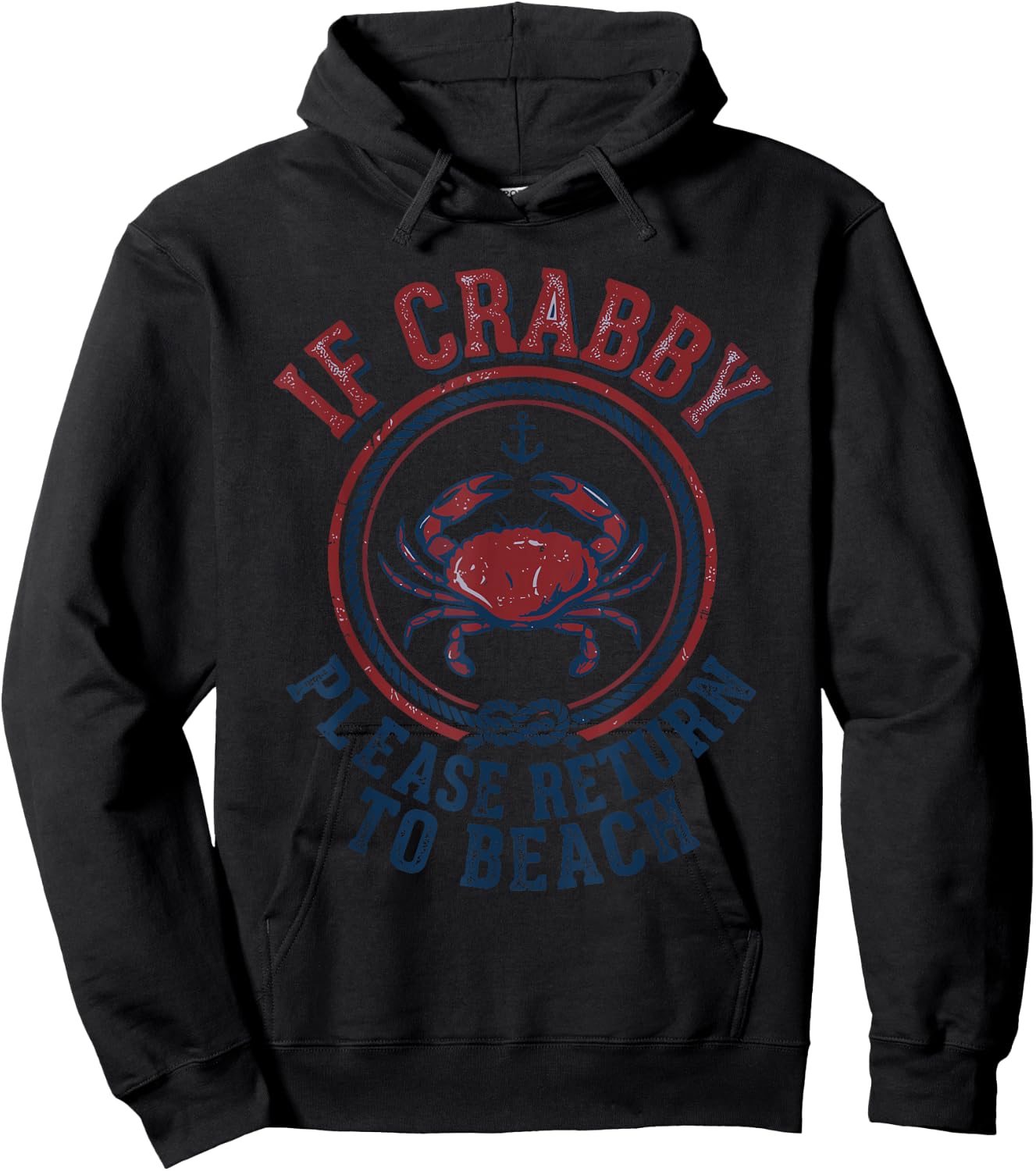If Crabby Please Return to Beach Retro Crab Sunshine Hoodie - Hoodie | Black