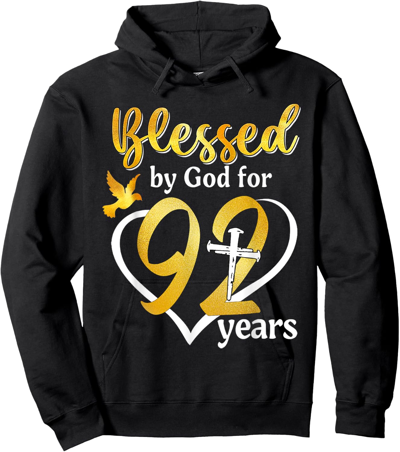 Blessed By God For 92 Years Old 92nd Birthday Party Women Hoodie - Hoodie | Black