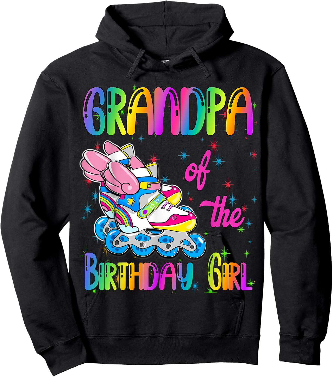 Grandpa of the Birthday girl Rolling skate Family Party Hoodie - Hoodie | Black