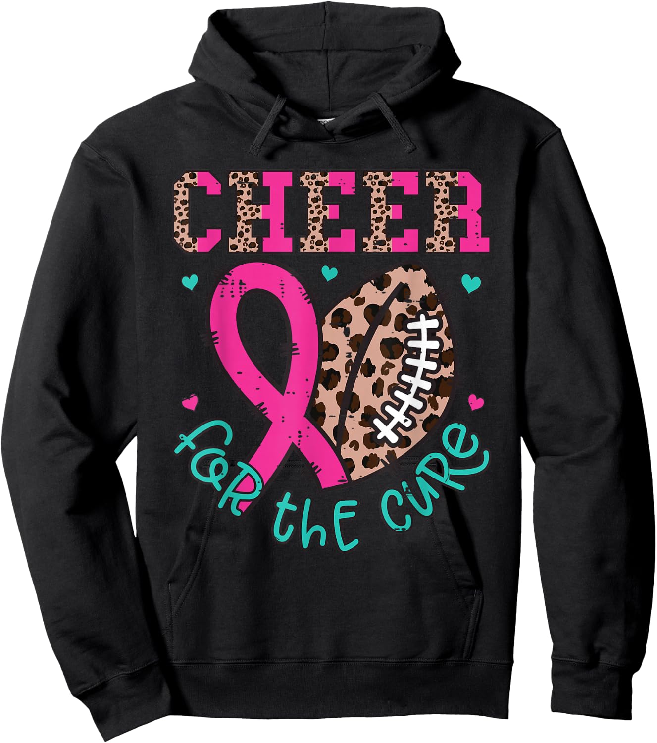 Cheer For The Cure American Football Breast Cancer Awareness Hoodie - Hoodie | Black