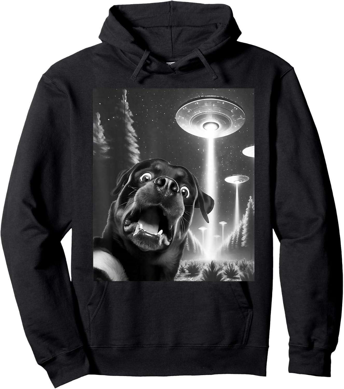 Funny Rottweiler Alien UFO Taking a Selfie Dog Mom Dad Men Women Kids Hoodie - Hoodie | Black