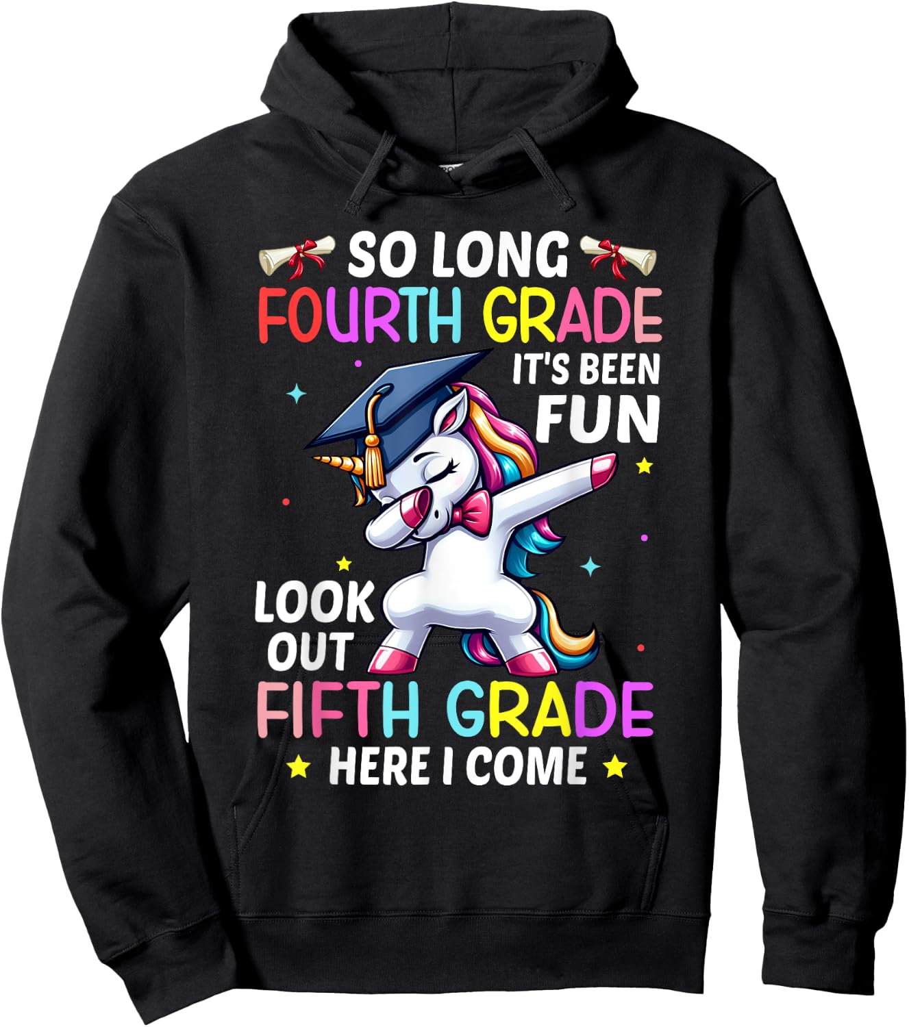 So Long 4th Grade 5th Grade Here I Come Unicorn Graduation Hoodie - Hoodie | Black