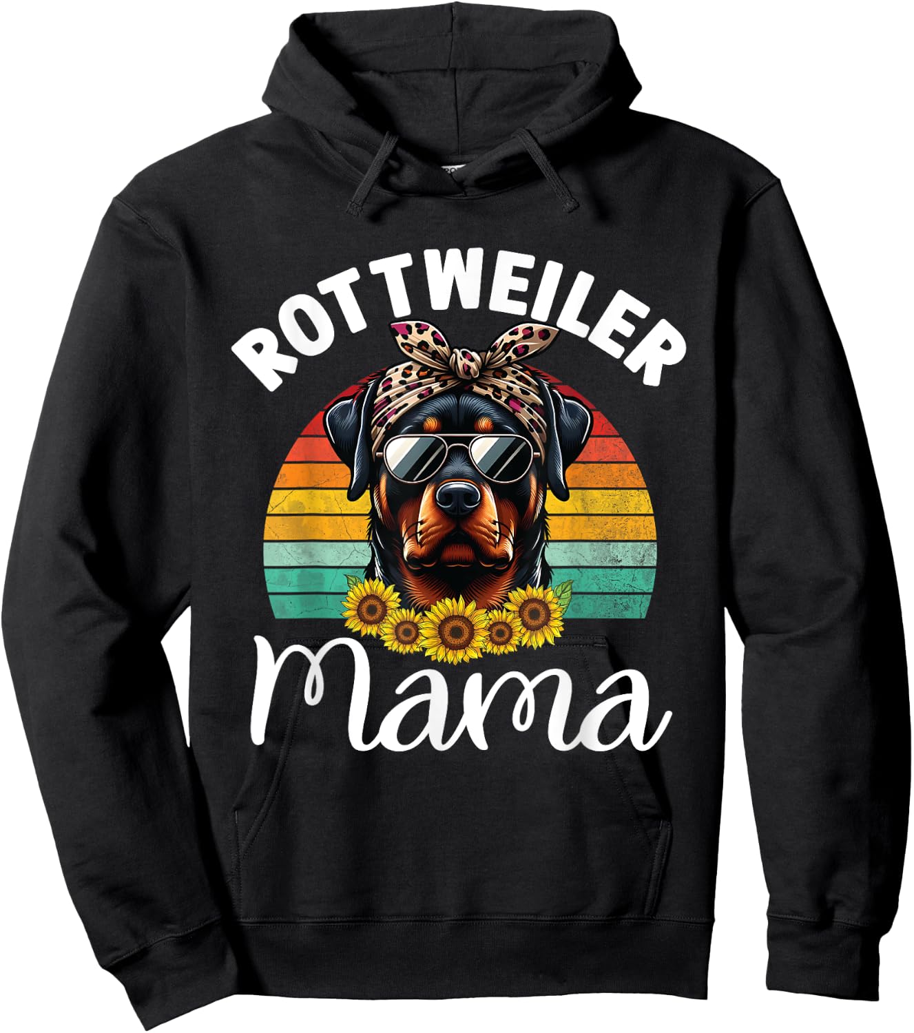 Rottweiler Mom Dog Lovers Rottie Mama Puppy Mother's Day Men Women Girls Kids Hoodie - Hoodie | Black