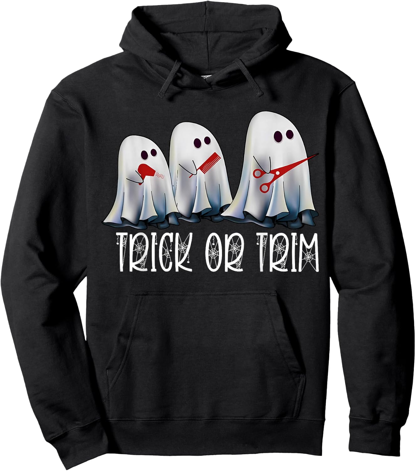 Funny Halloween Hairstylist Ghost Trick Or Trim Spooky Hoodie - Hoodie | Black