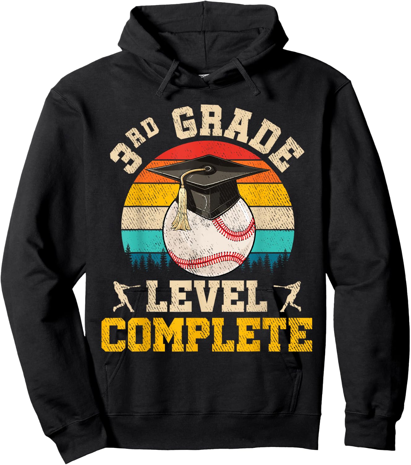 3rd Grade Level Complete Baseball Boy Last Day Of School Hoodie - Hoodie | Black
