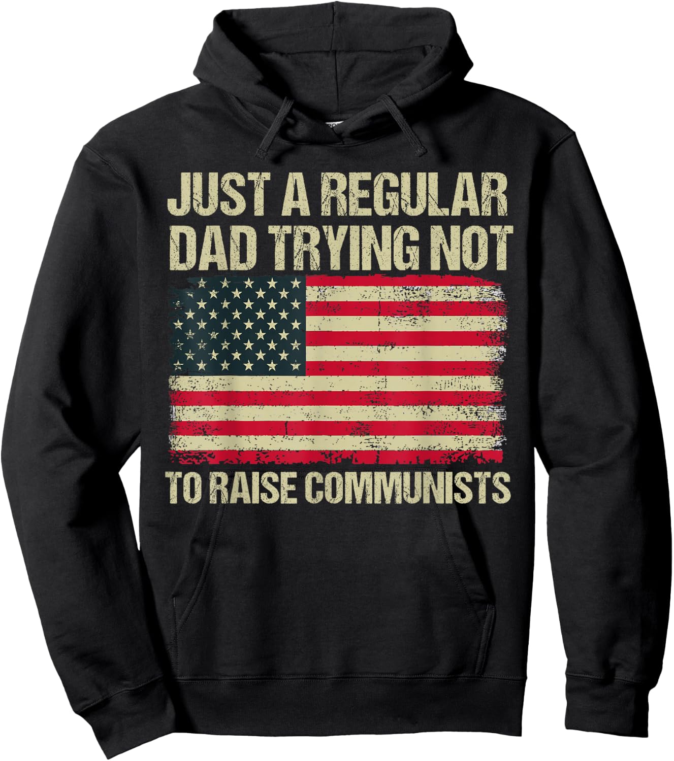 Back To School Gift KIds & Teachers Just A Regular Dad Trying Not To Raise Communists , Small, Black Hoodie - Hoodie | Black