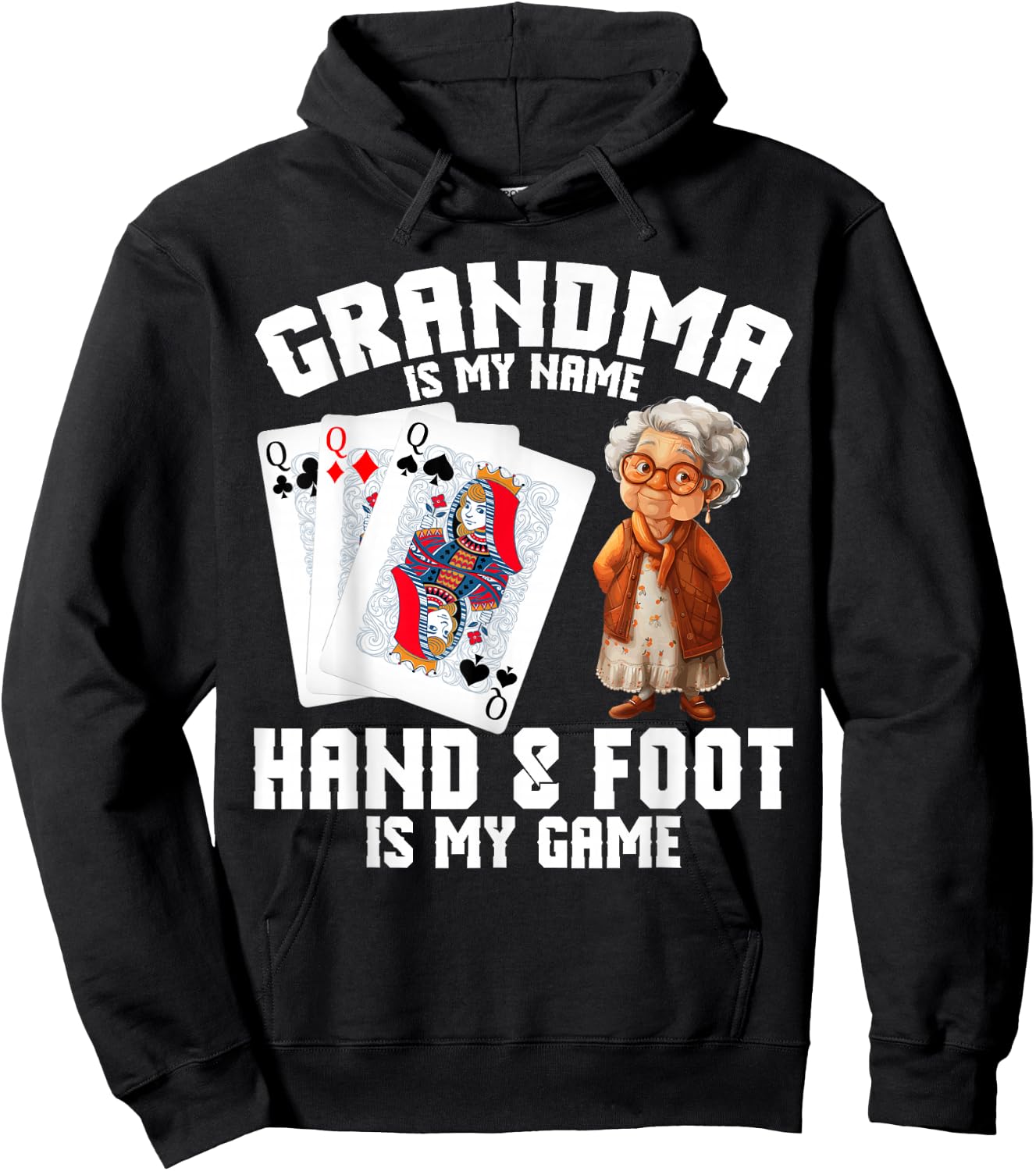 Hand Foot Player Score Grandma Card Game Set Hand and Foot Hoodie - Hoodie | Black