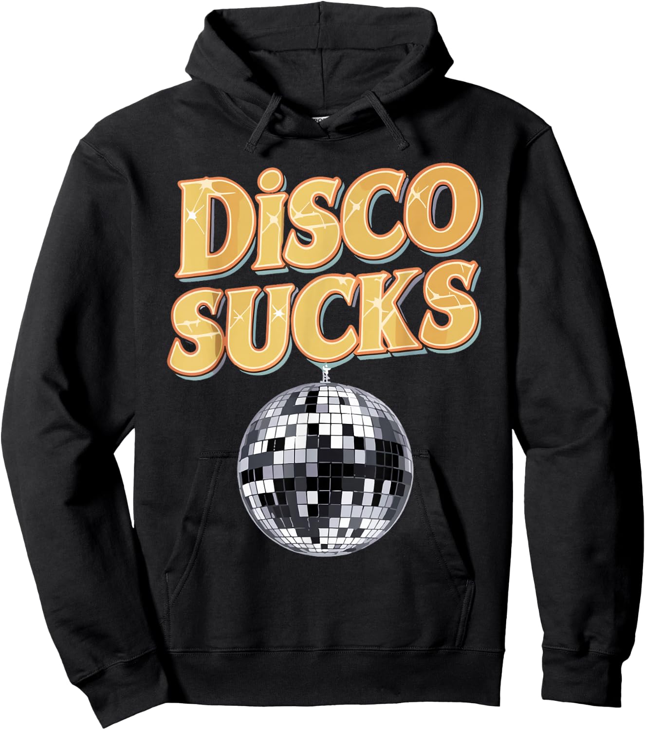 Disco Sucks 70s Style Retro Vintage 80s 60s 90s Funny Music Hoodie - Hoodie | Black