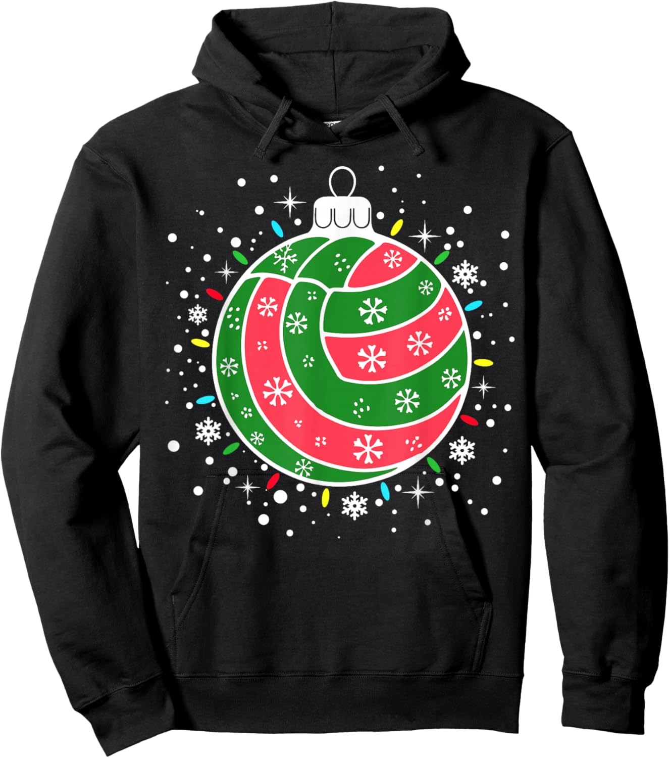 Volleyball Player Xmas Lights Sport Volleyball Christmas Hoodie - Hoodie | Black